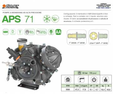 Comet APS 71 - Portata max 56 L/m - 50 bar - Pompe ad alta pressione