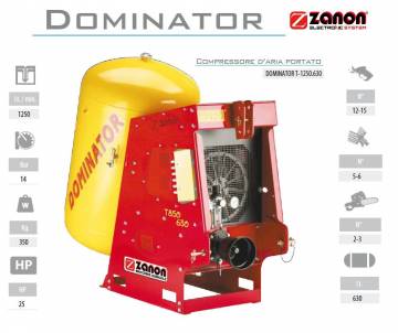 Compressore portato Zanon - 25 cv - aria aspirata 1250 lt/min - 540 PTO - Dominator T-1250.630