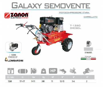 Motocompressore d'aria con ruote diesel Galaxy T.1260 - Lombardini 15LD440 Motocompressori