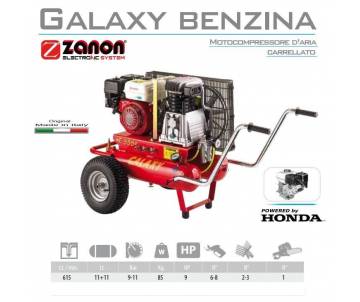 Compressore a motore con ruote 615 lt/min - Galaxy T-615 Honda GX270 8,5 cv - benzina Motocompressori