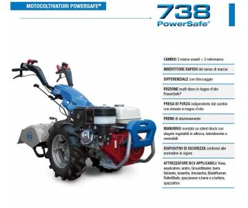 Motocoltivatore BCS 738 GX340 10,7 HP benzina A.A. completo di ruote 5.0-10 e fresa cm 80 (restringile a 60 cm) BCS