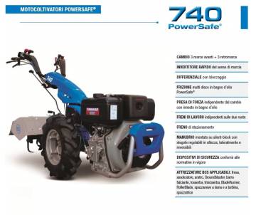 Motocoltivatore BCS 740 YANMAR LV 100 10 HP Diesel Avv. manuale completo di ruote 5.0-10 e fresa cm 80