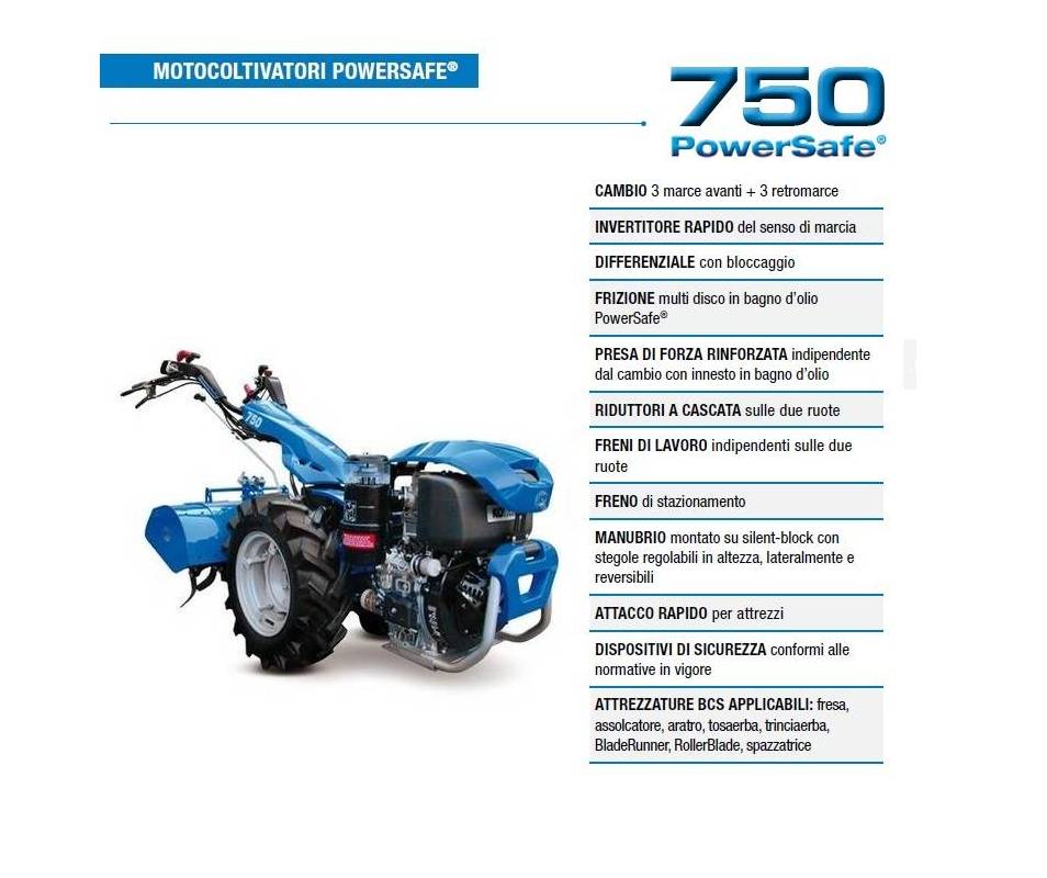 Motocoltivatore BCS 750 KD440 11 HP Diesel avv. manuale BCS Motocoltivatore BCS 750 KD440 11 HP Diesel avv. manuale BCS