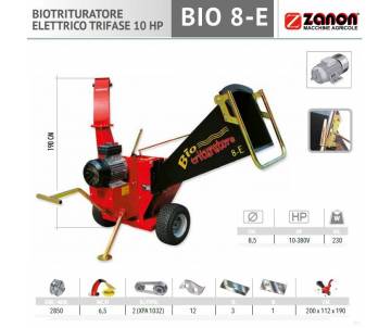 Biotrituratore 8-E Motore elettrico 10 HP (380V) - diametro di taglio 8,5 cm