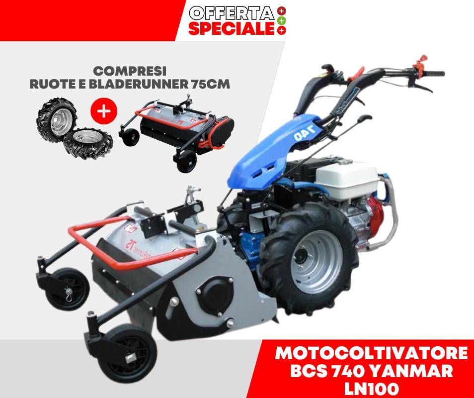 Motocoltivatore BCS 740 YANMAR Completo di Ruote e Trincia Bladerunner 75cm BCS Motocoltivatore BCS 740 YANMAR Completo di Ruote e Trincia Bladerunner 75cm BCS