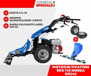 Motocoltivatore BCS 738 Completo di Ruote Barra Falciante e Gruppo Manovellismo BCS