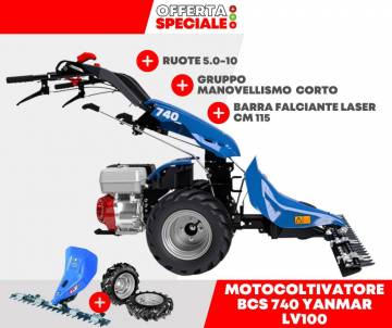 Motocoltivatore BCS 740 YANMAR LV 100 10 HP Completo Di Ruote Barra Falciante E Gruppo Manovellismo BCS